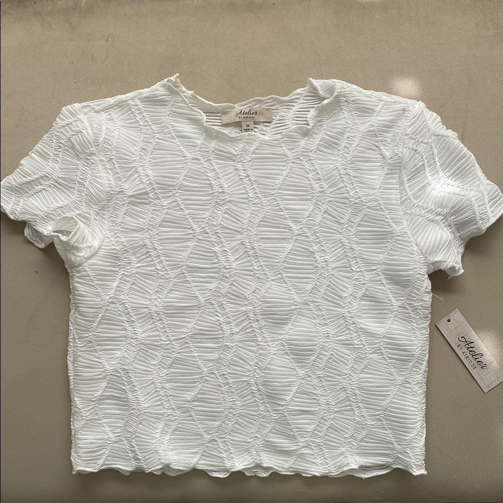 White Ribbed Crop T-Shirt